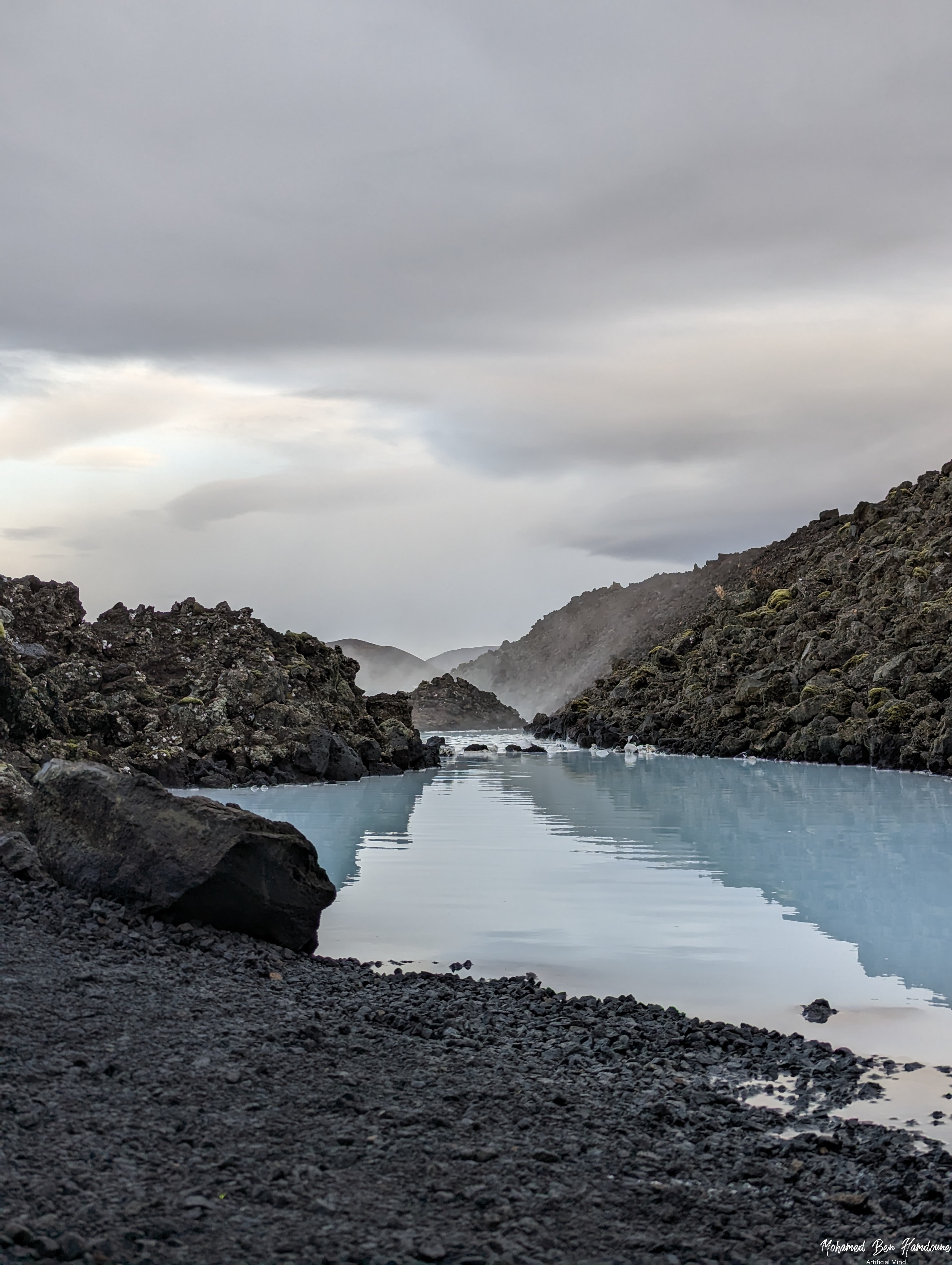 Blue Lagoon waters and lava rocks