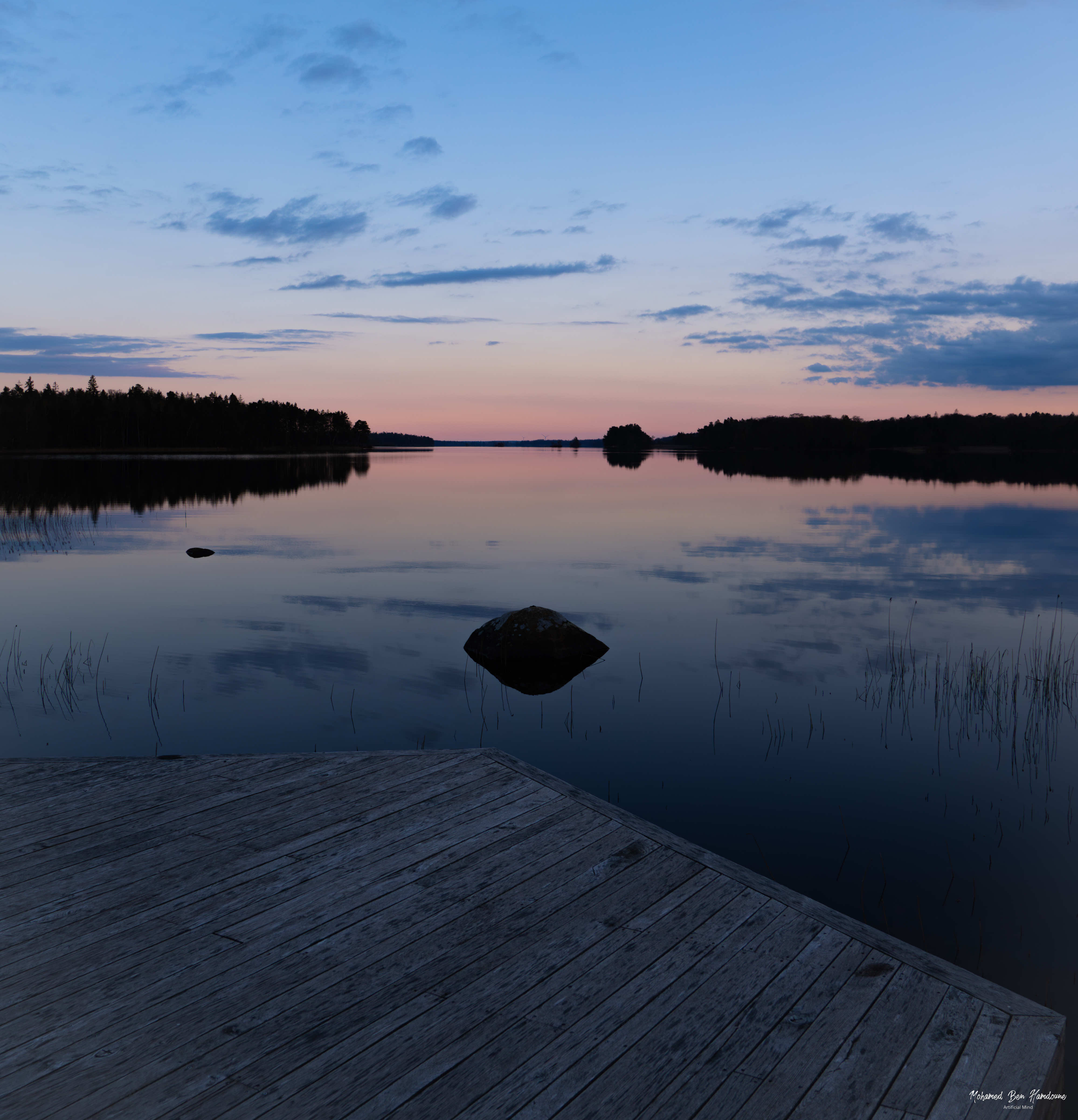 Sunset over Åsnen Lake